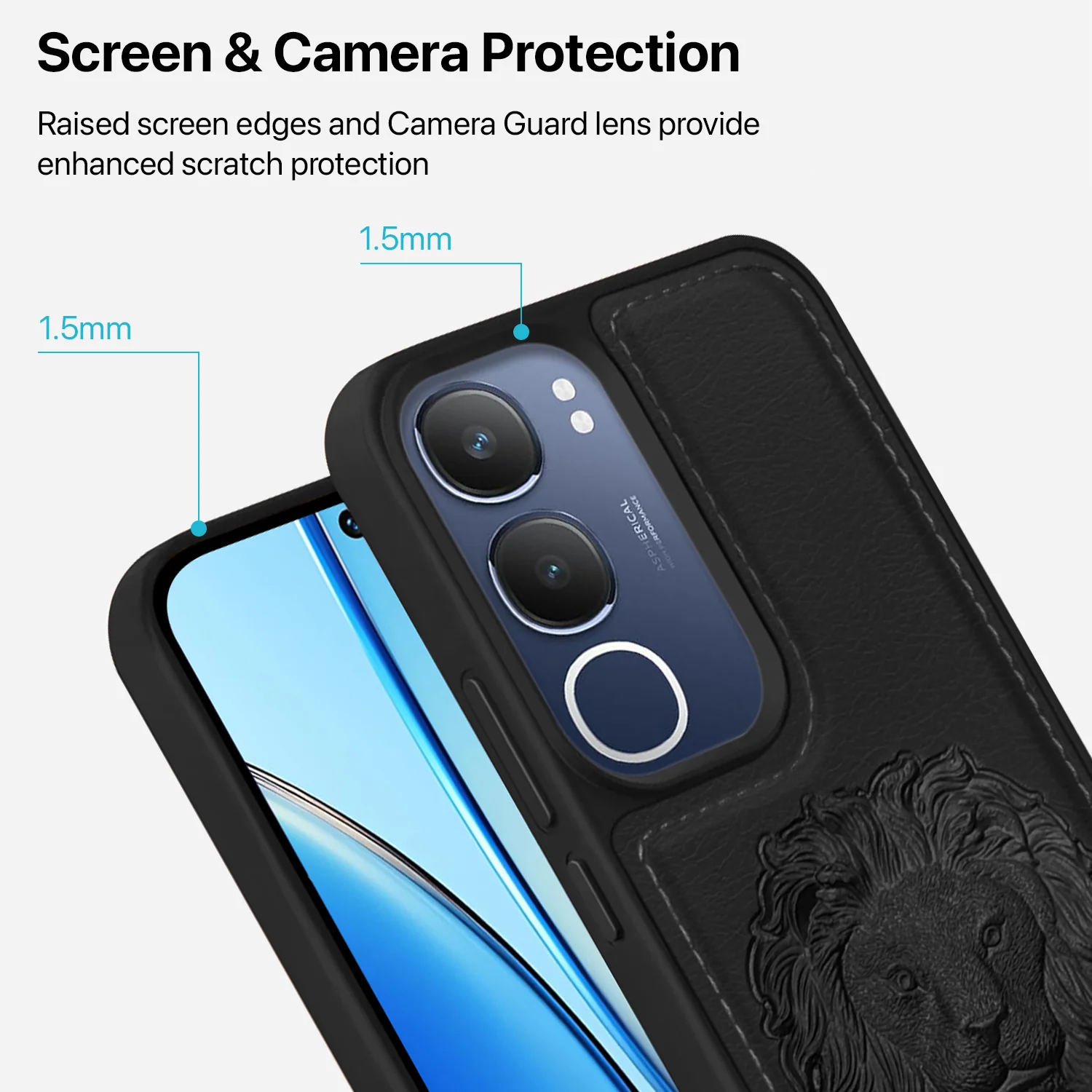 Vaku ® Vivo Y29 5G Lion Embossed Luxury Designer Leather Back Cover - Image 4