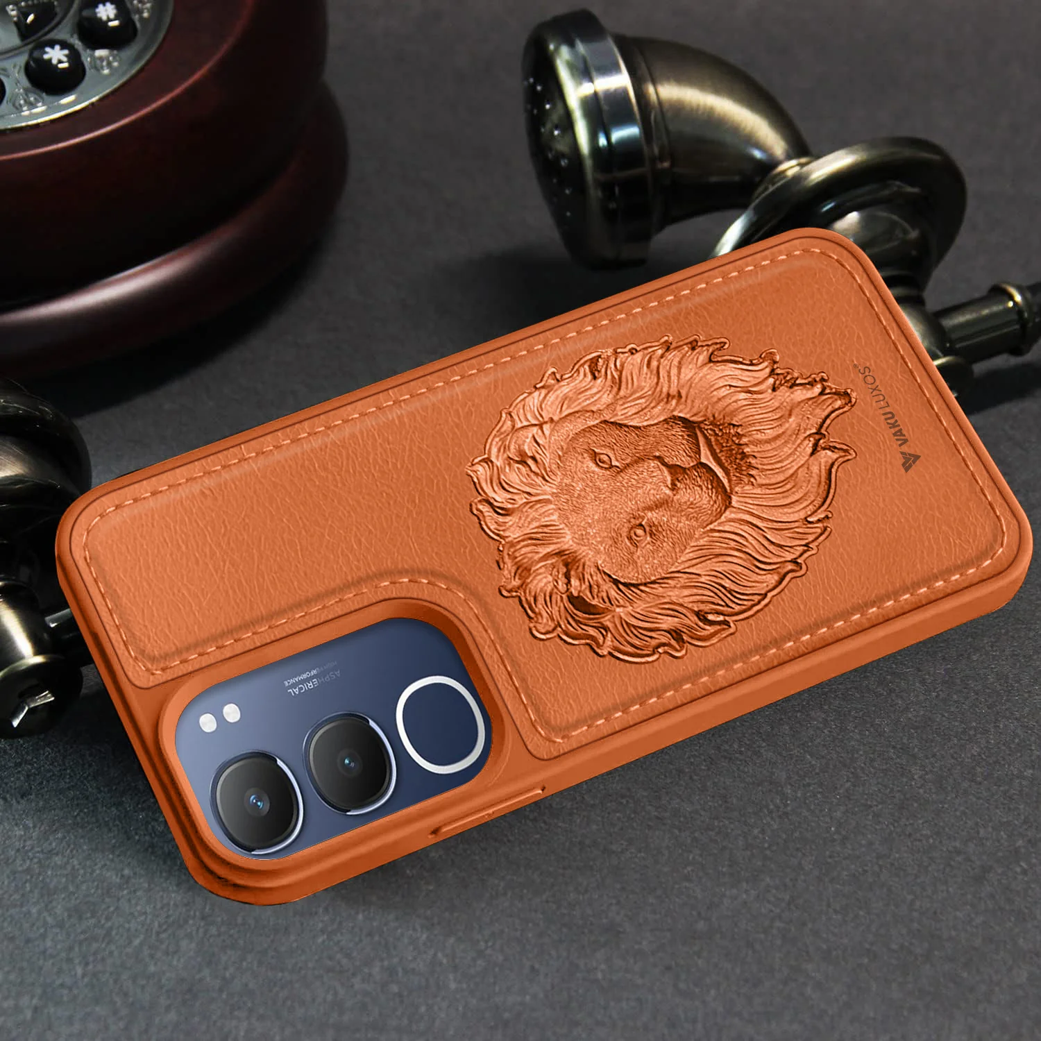 Vaku ® Vivo Y29 5G Lion Embossed Luxury Designer Leather Back Cover - Image 6
