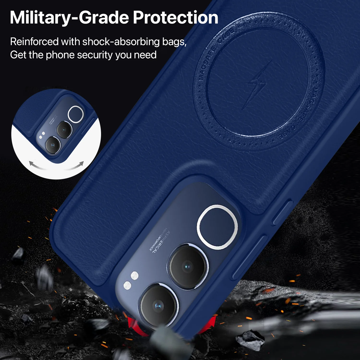 Vaku ® Vivo Y29 5G Maxtron Leather Stitched Magnetic Magsafe Back Cover - Image 3