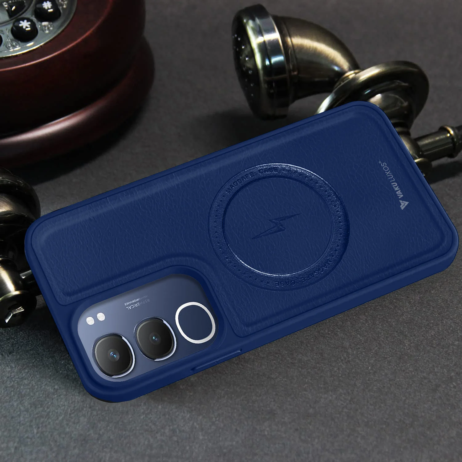 Vaku ® Vivo Y29 5G Maxtron Leather Stitched Magnetic Magsafe Back Cover - Image 6
