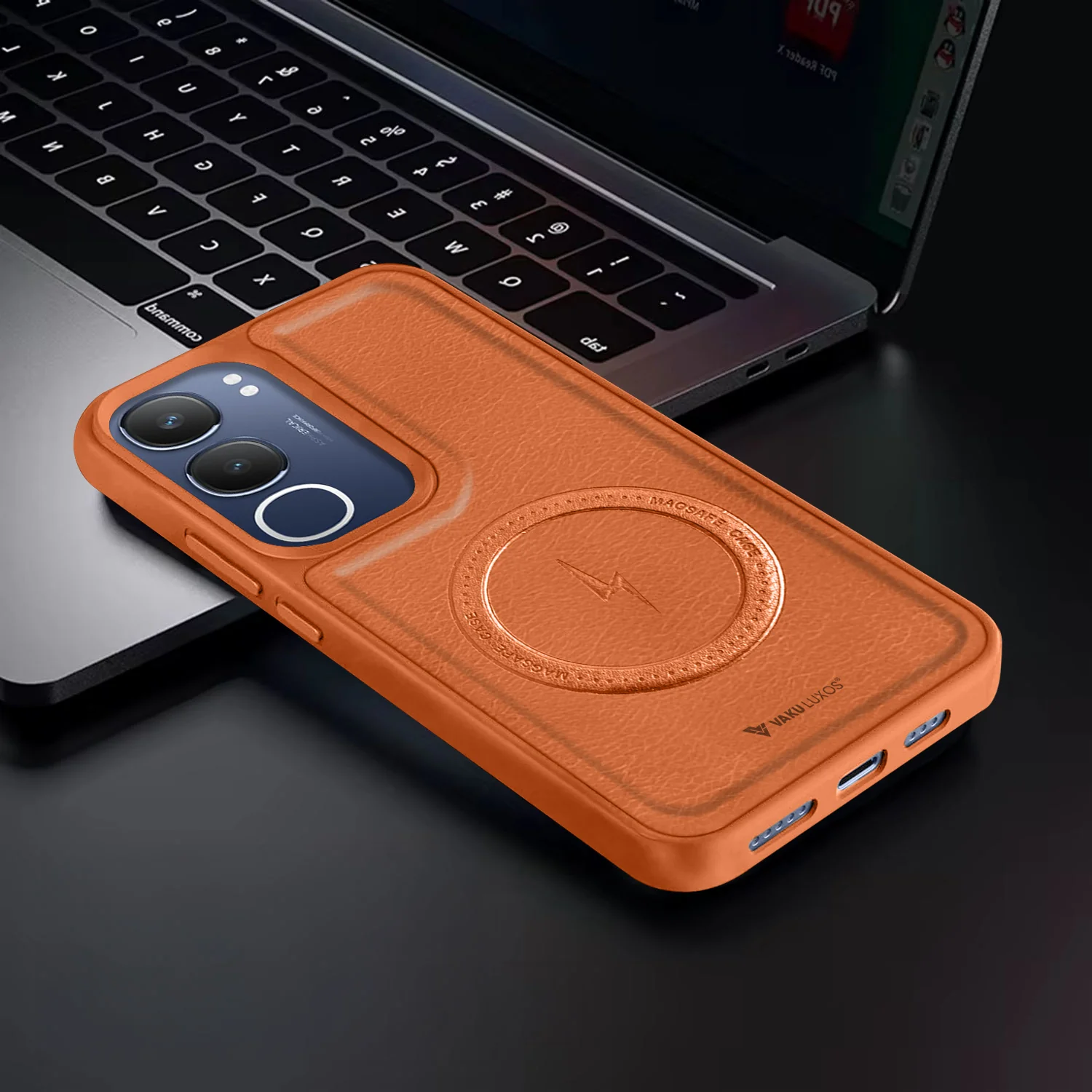 Vaku ® Vivo Y29 5G Maxtron Leather Stitched Magnetic Magsafe Back Cover - Image 8
