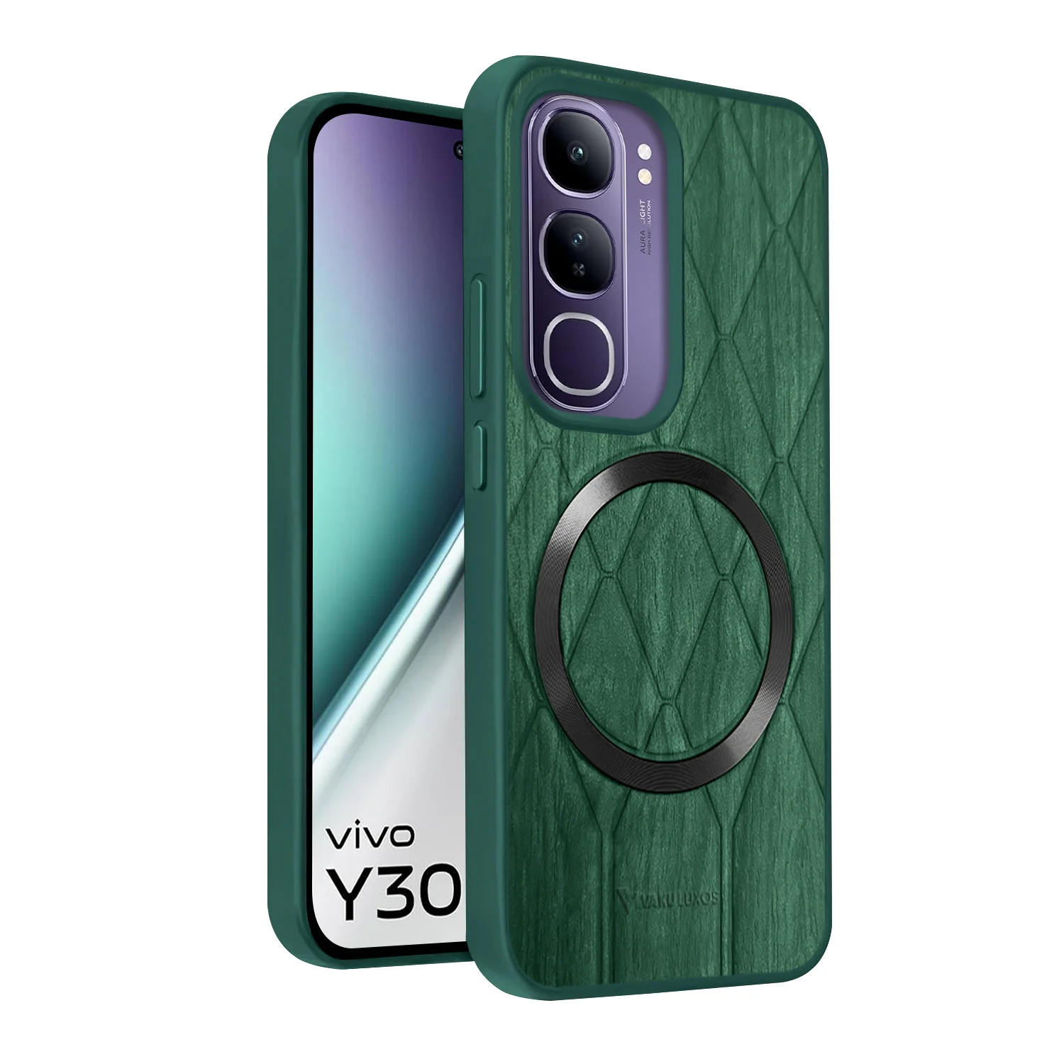 Vaku ® Vivo Y300 5G Diamond Plume Pattern Magnetic Magsafe Back Cover