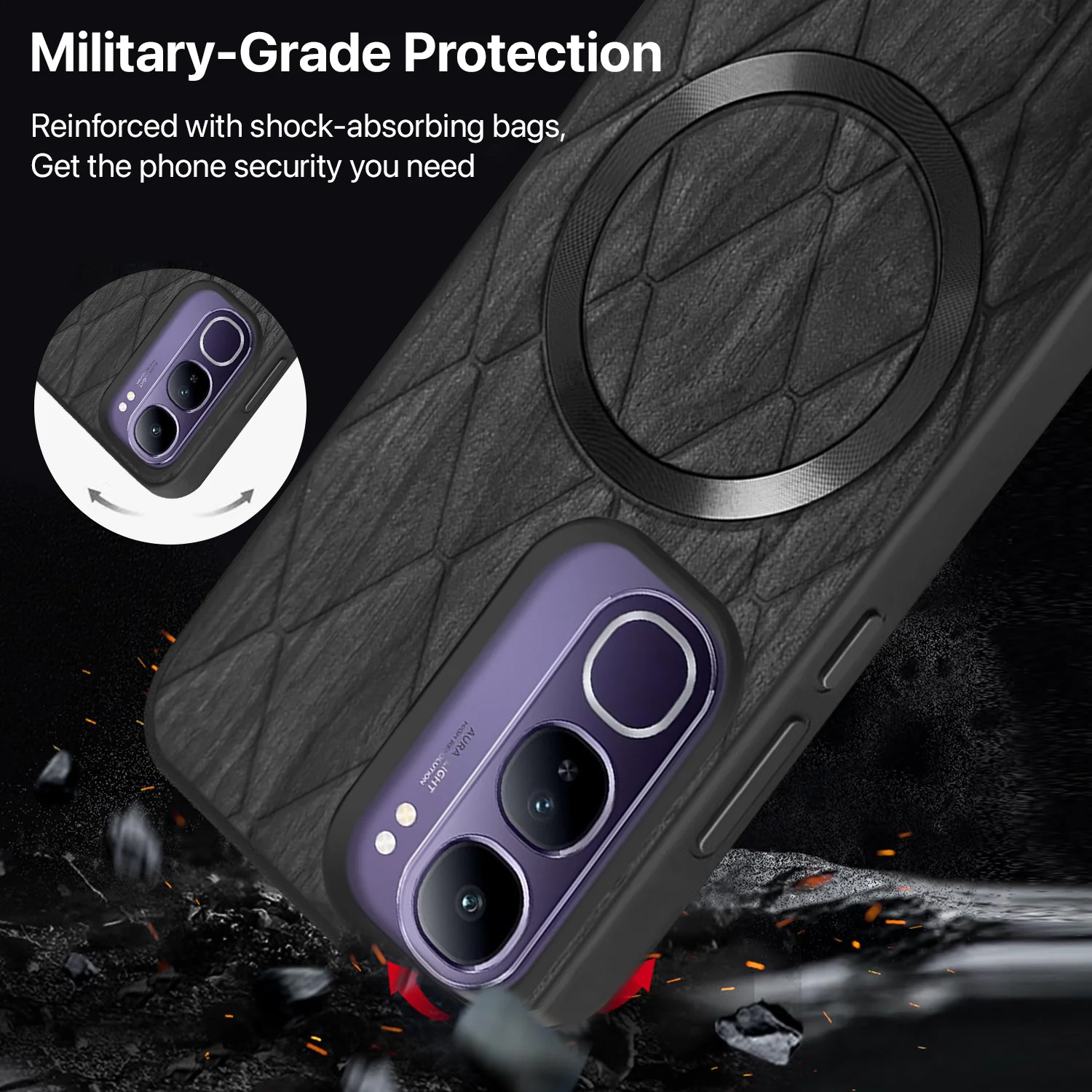 Vaku ® Vivo Y300 5G Diamond Plume Pattern Magnetic Magsafe Back Cover - Image 6