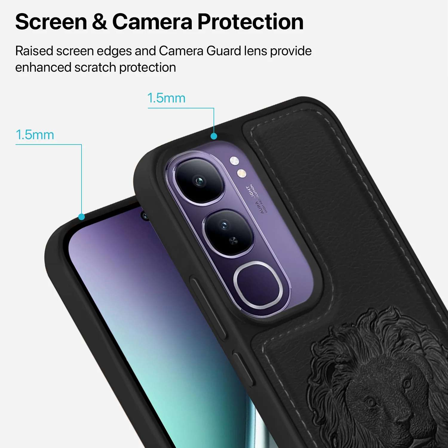 Vaku ® Vivo Y300 5G Lion Embossed Luxury Designer Leather Back Cover - Image 10