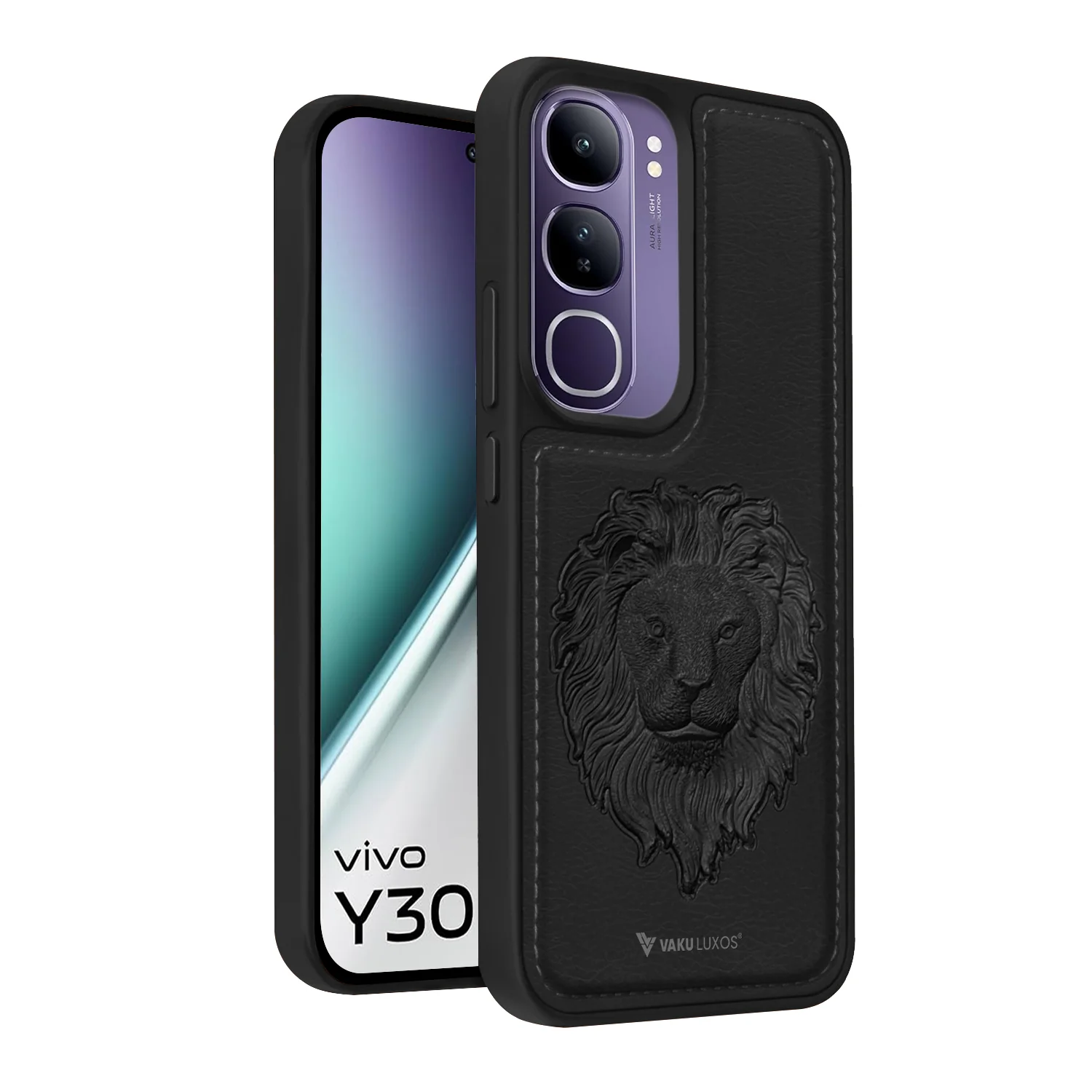 Vaku ® Vivo Y300 5G Lion Embossed Luxury Designer Leather Back Cover - Image 2