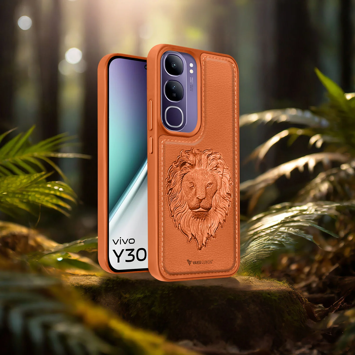 Vaku ® Vivo Y300 5G Lion Embossed Luxury Designer Leather Back Cover - Image 5