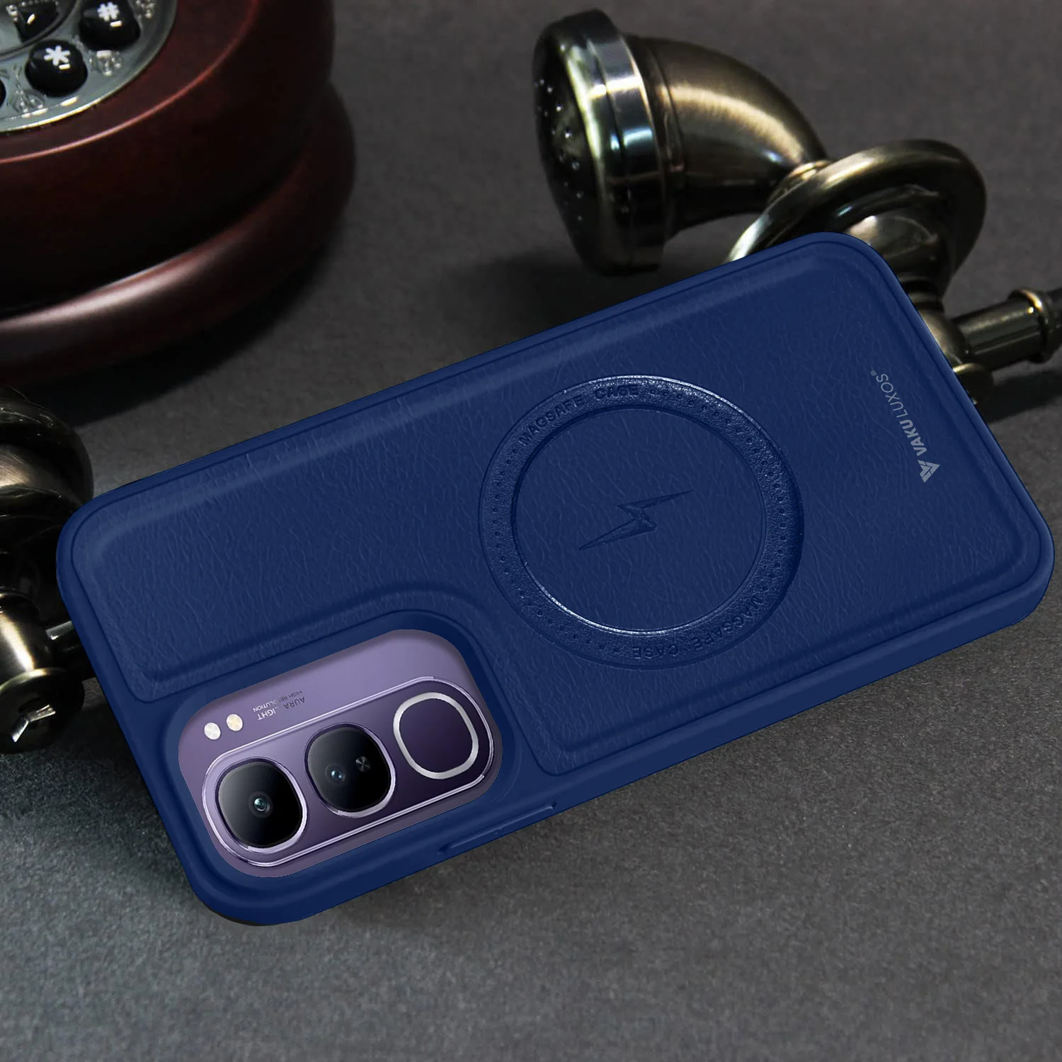 Vaku ® Vivo Y300 5G Maxtron Leather Stitched Magnetic Magsafe Back Cover - Image 12