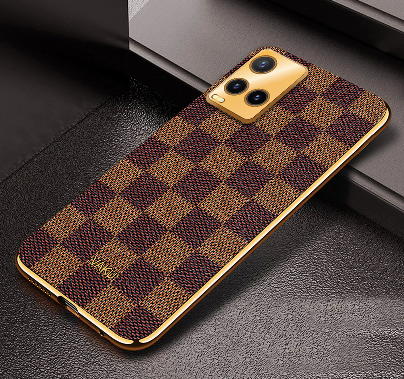 Vaku® Vivo Y33s Cheron Leather Electroplated Soft TPU Back Cover - Image 3