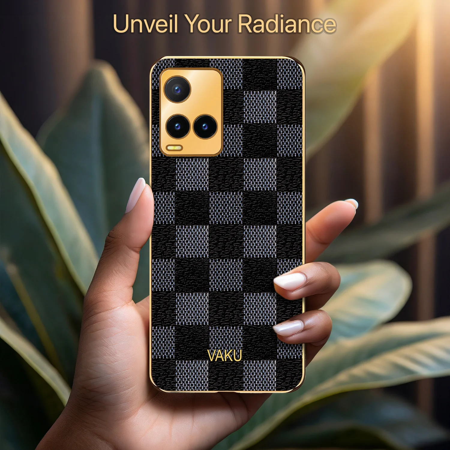 Vaku® Vivo Y33s Cheron Leather Electroplated Soft TPU Back Cover - Image 4