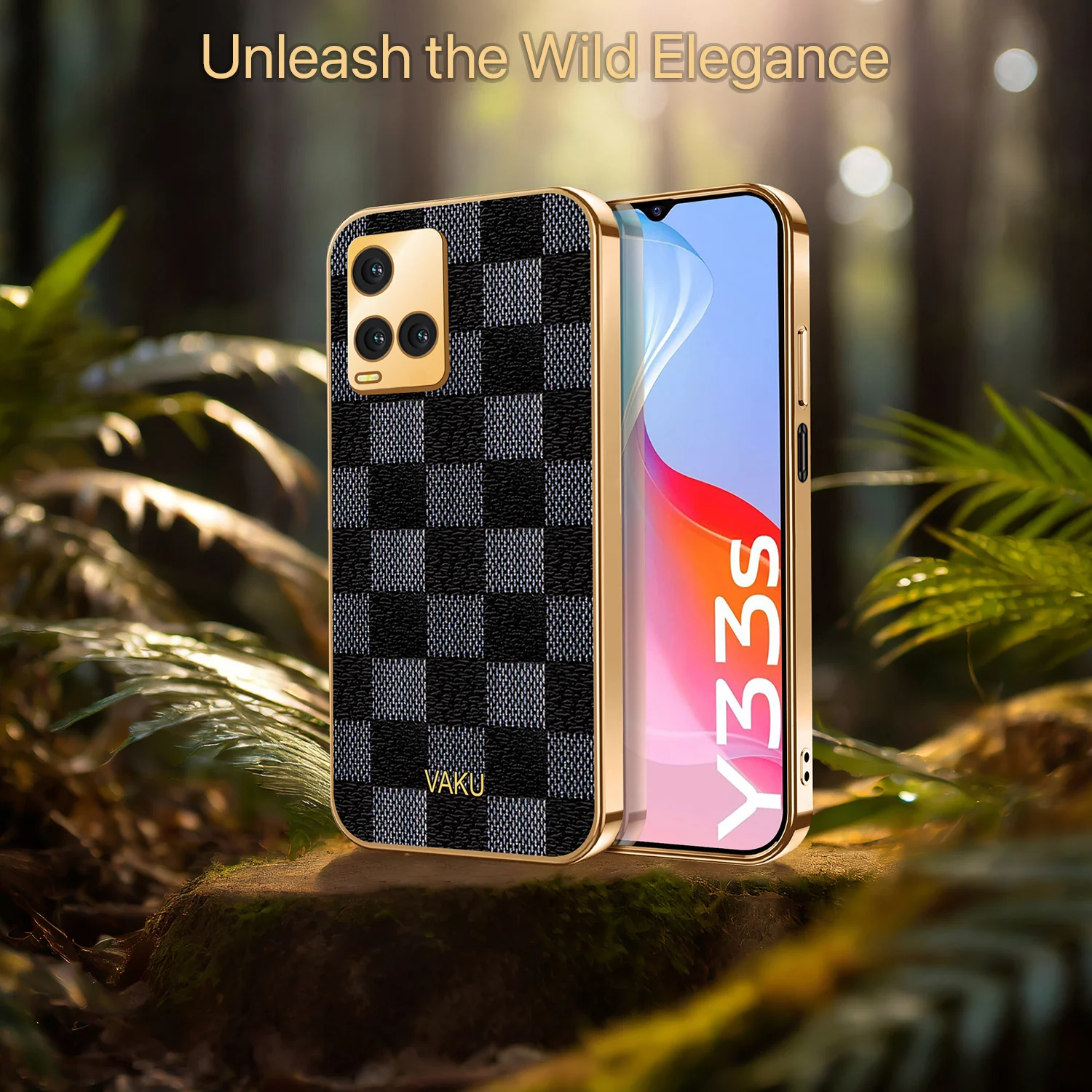 Vaku® Vivo Y33s Cheron Leather Electroplated Soft TPU Back Cover - Image 5