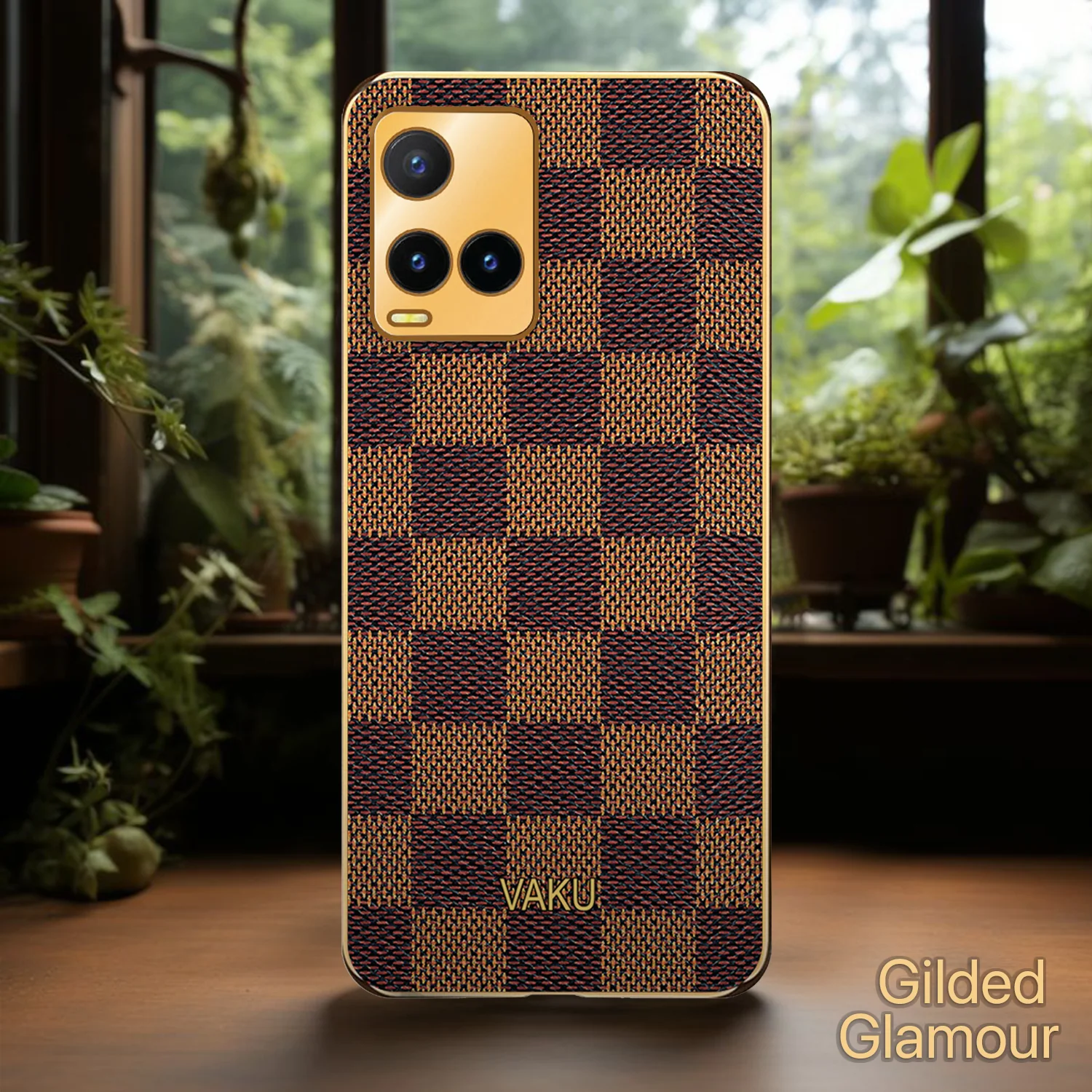 Vaku® Vivo Y33s Cheron Leather Electroplated Soft TPU Back Cover - Image 6