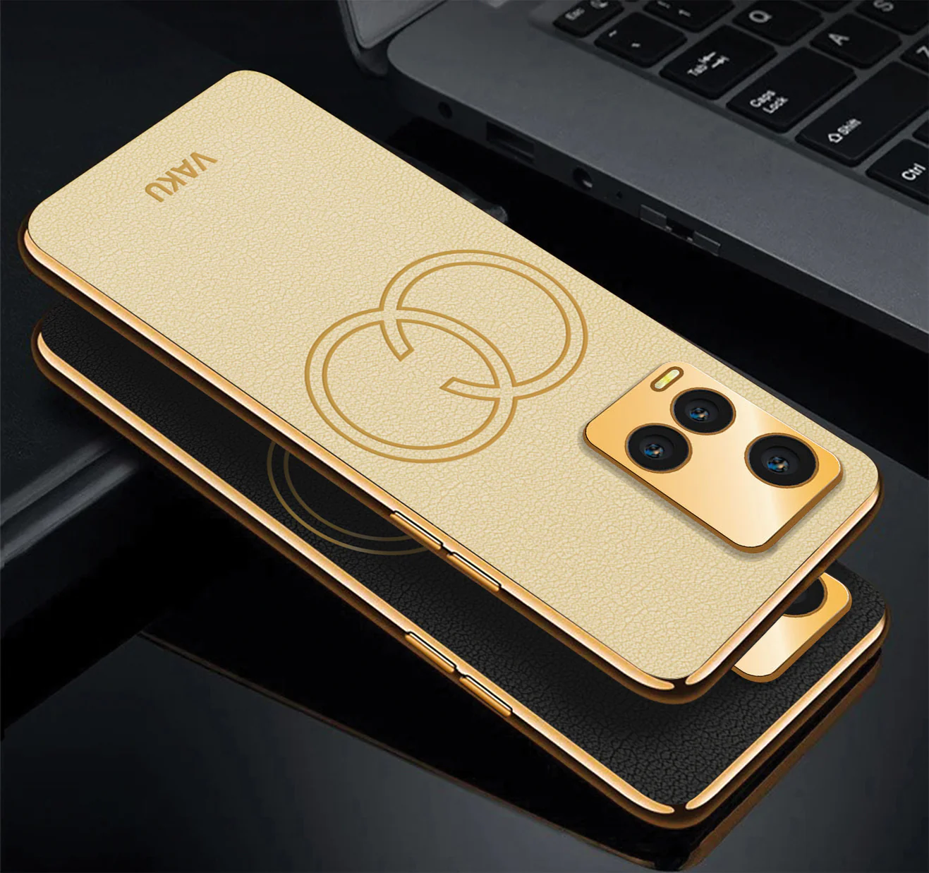 Vaku® Vivo Y33s Skylar Leather Pattern Gold Electroplated Soft TPU Back Cover - Image 12