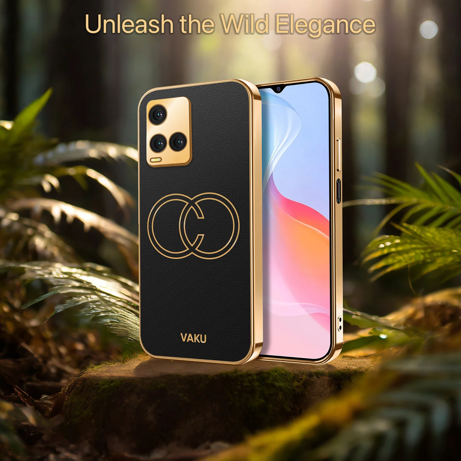 Vaku® Vivo Y33s Skylar Leather Pattern Gold Electroplated Soft TPU Back Cover - Image 13