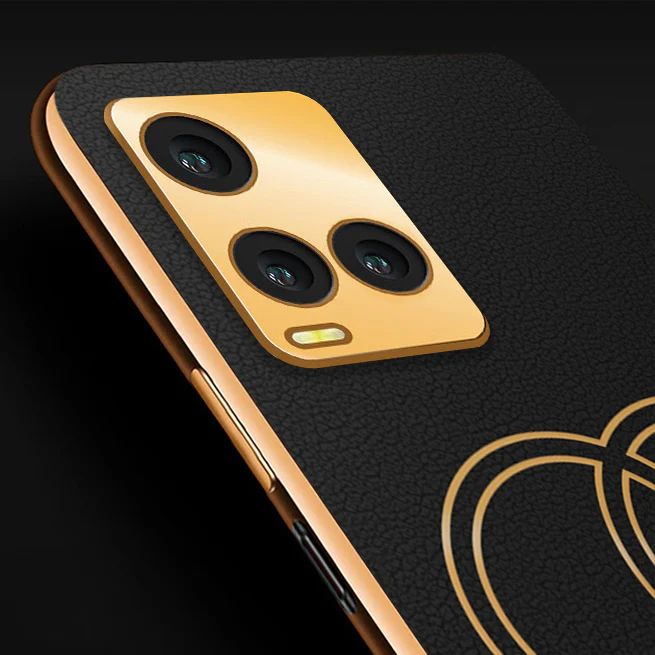 Vaku® Vivo Y33s Skylar Leather Pattern Gold Electroplated Soft TPU Back Cover - Image 2