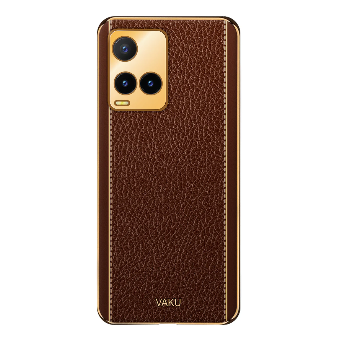 Vaku ® Vivo Y33T Luxemberg Series Leather Stitched Gold Electroplated Soft TPU Back Cover - Image 7