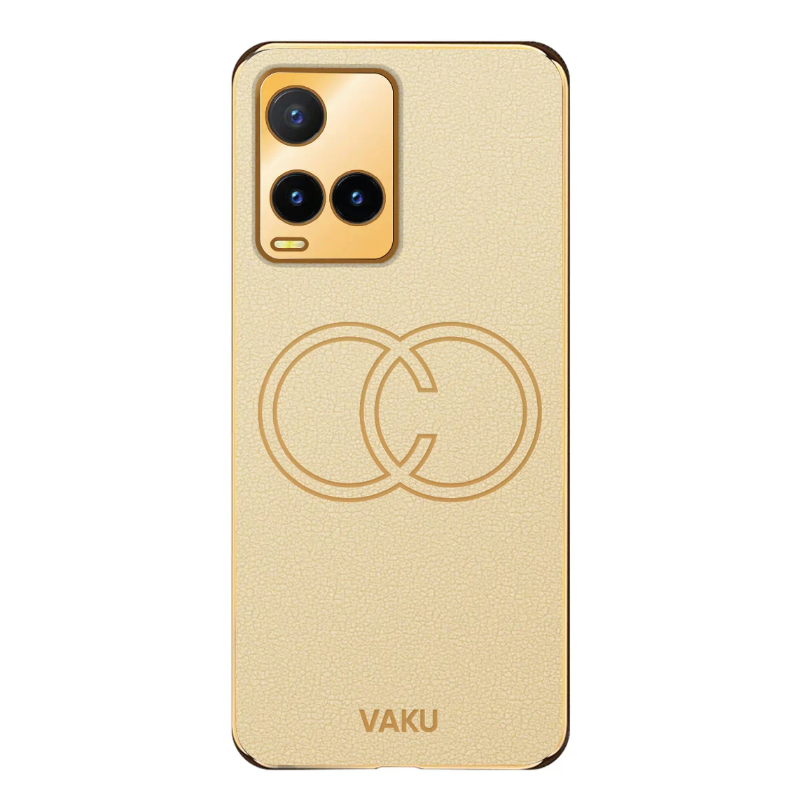 Vaku® Vivo Y33T Skylar Leather Pattern Gold Electroplated Soft TPU Back Cover Case - Image 11