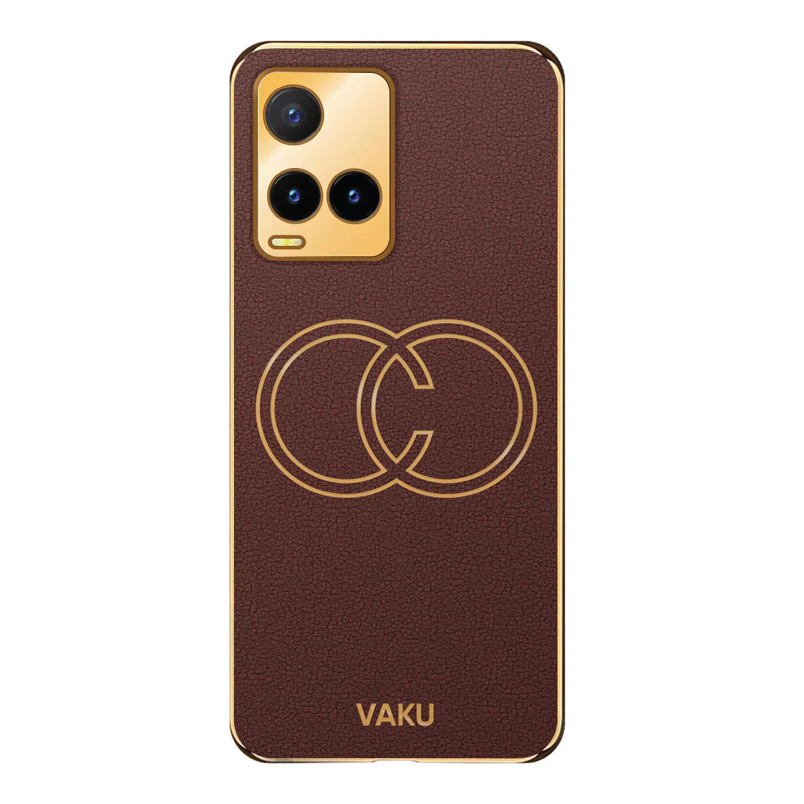 Vaku® Vivo Y33T Skylar Leather Pattern Gold Electroplated Soft TPU Back Cover Case - Image 13