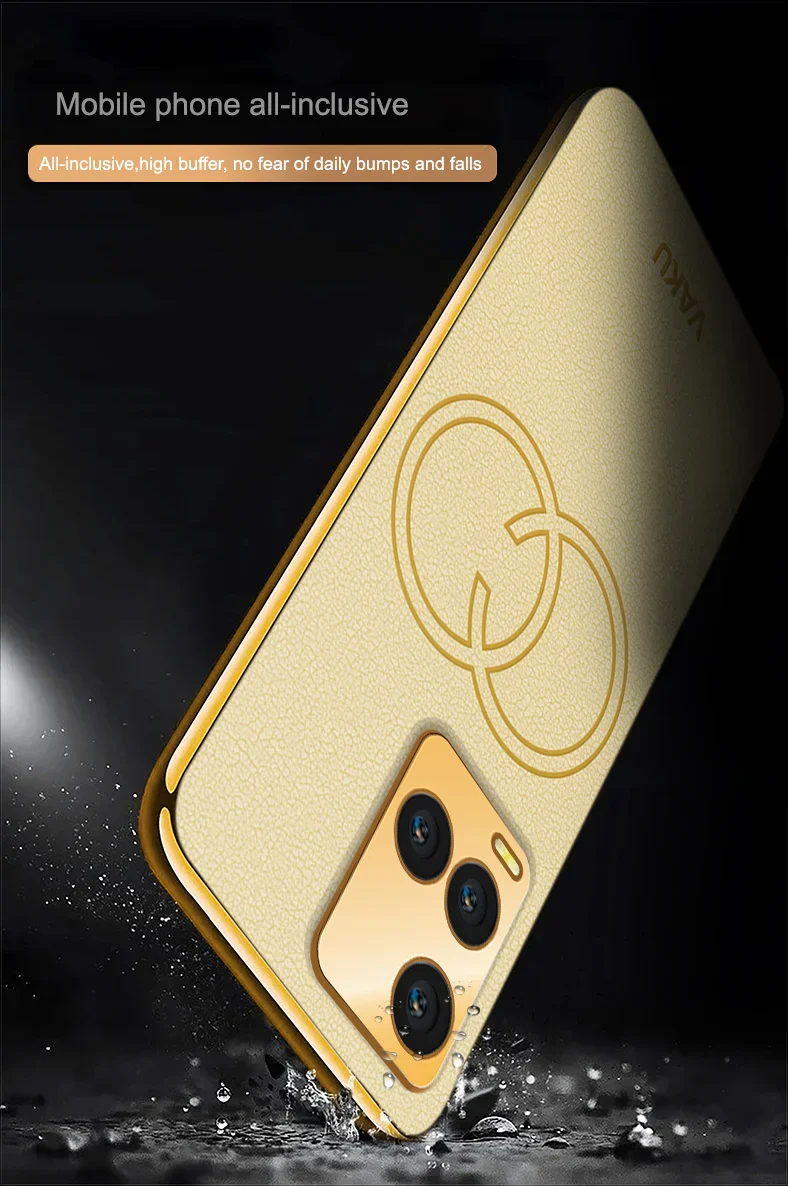 Vaku® Vivo Y33T Skylar Leather Pattern Gold Electroplated Soft TPU Back Cover Case - Image 17