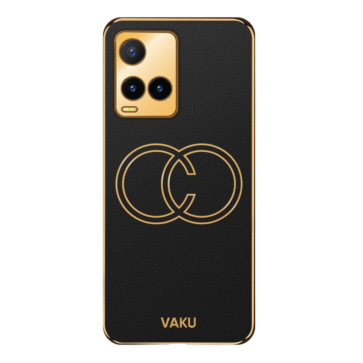 Vaku® Vivo Y33T Skylar Leather Pattern Gold Electroplated Soft TPU Back Cover Case - Image 4