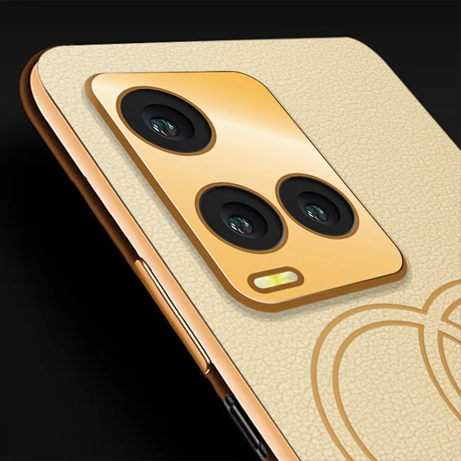 Vaku® Vivo Y33T Skylar Leather Pattern Gold Electroplated Soft TPU Back Cover Case - Image 6