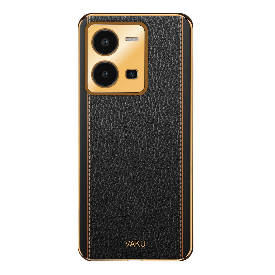 Vaku® Vivo Y35 4G Luxemberg Leather Pattern Gold Electroplated Soft TPU Back Cover - Image 6
