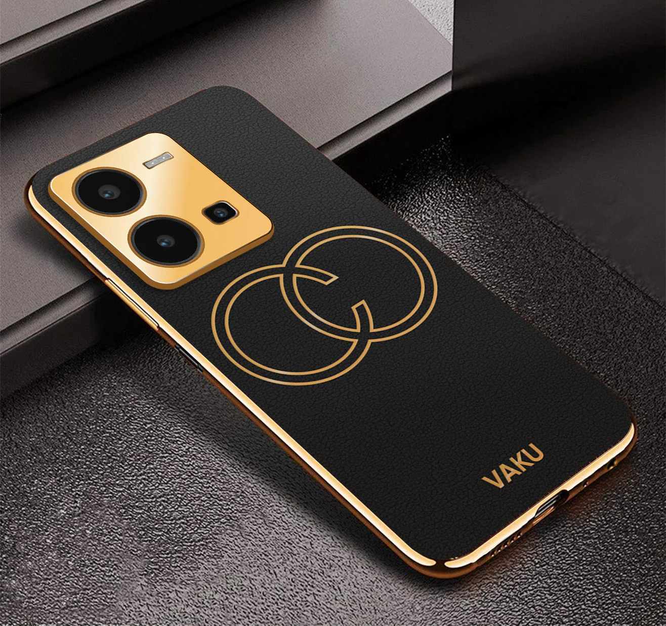 Vaku® Vivo Y35 4G Skylar Leather Pattern Gold Electroplated Soft TPU Back Cover - Image 11