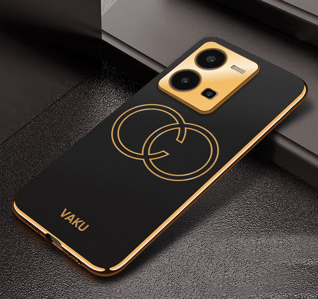 Vaku® Vivo Y35 4G Skylar Leather Pattern Gold Electroplated Soft TPU Back Cover - Image 12