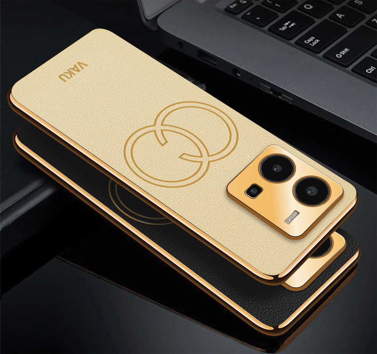 Vaku® Vivo Y35 4G Skylar Leather Pattern Gold Electroplated Soft TPU Back Cover - Image 14
