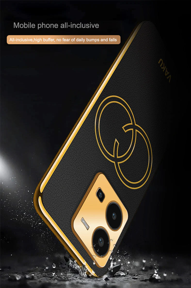 Vaku® Vivo Y35 4G Skylar Leather Pattern Gold Electroplated Soft TPU Back Cover - Image 15