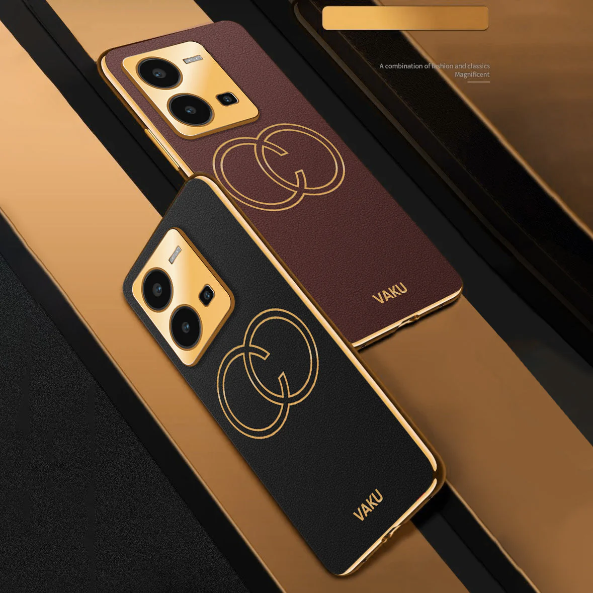 Vaku® Vivo Y35 4G Skylar Leather Pattern Gold Electroplated Soft TPU Back Cover - Image 18