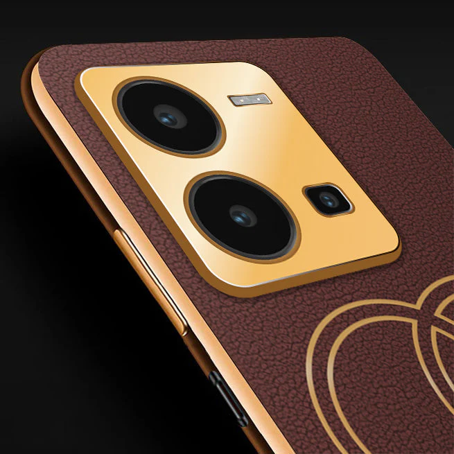 Vaku® Vivo Y35 4G Skylar Leather Pattern Gold Electroplated Soft TPU Back Cover - Image 2