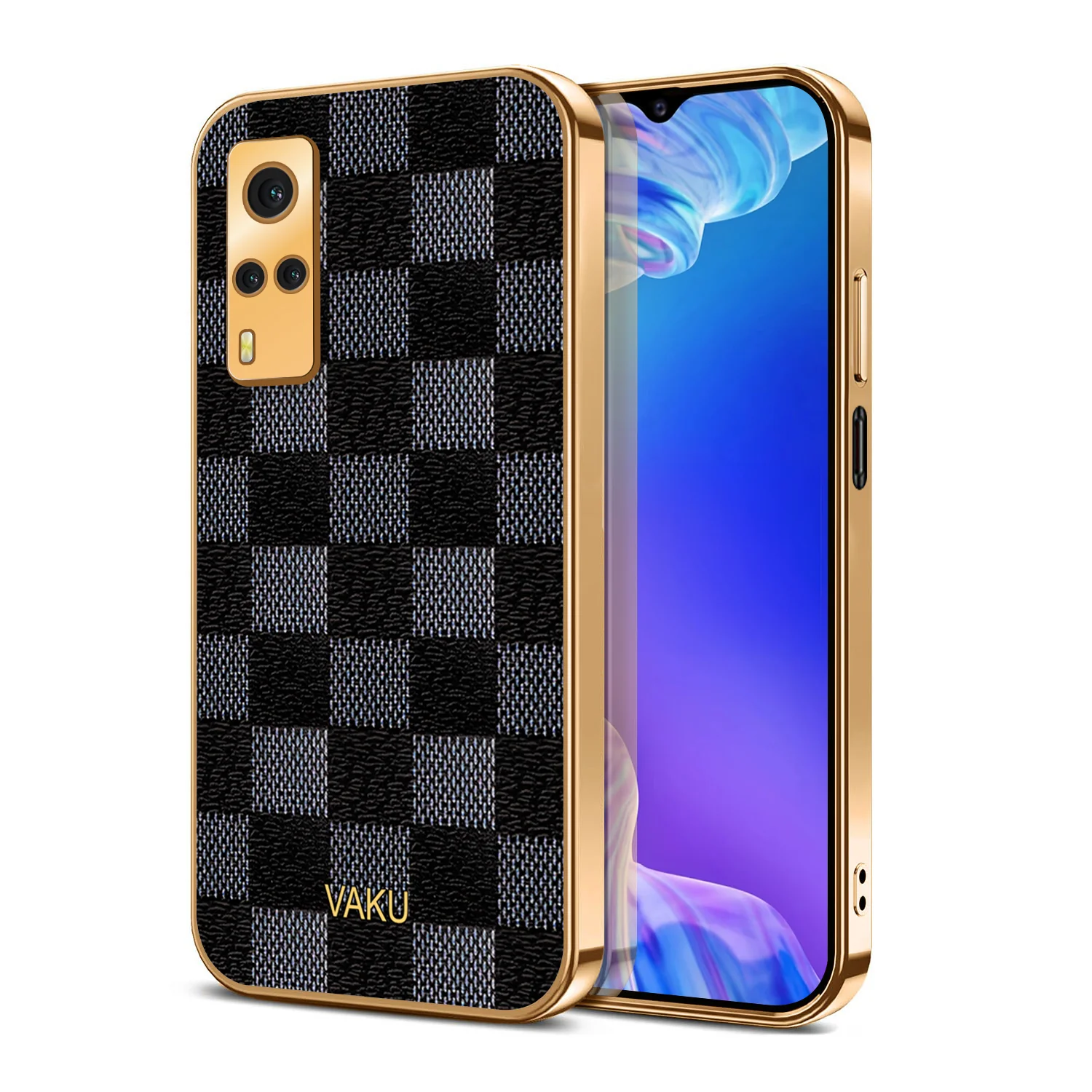 Vaku® Vivo Y53s Cheron Leather Electroplated Soft TPU Back Cover - Image 3