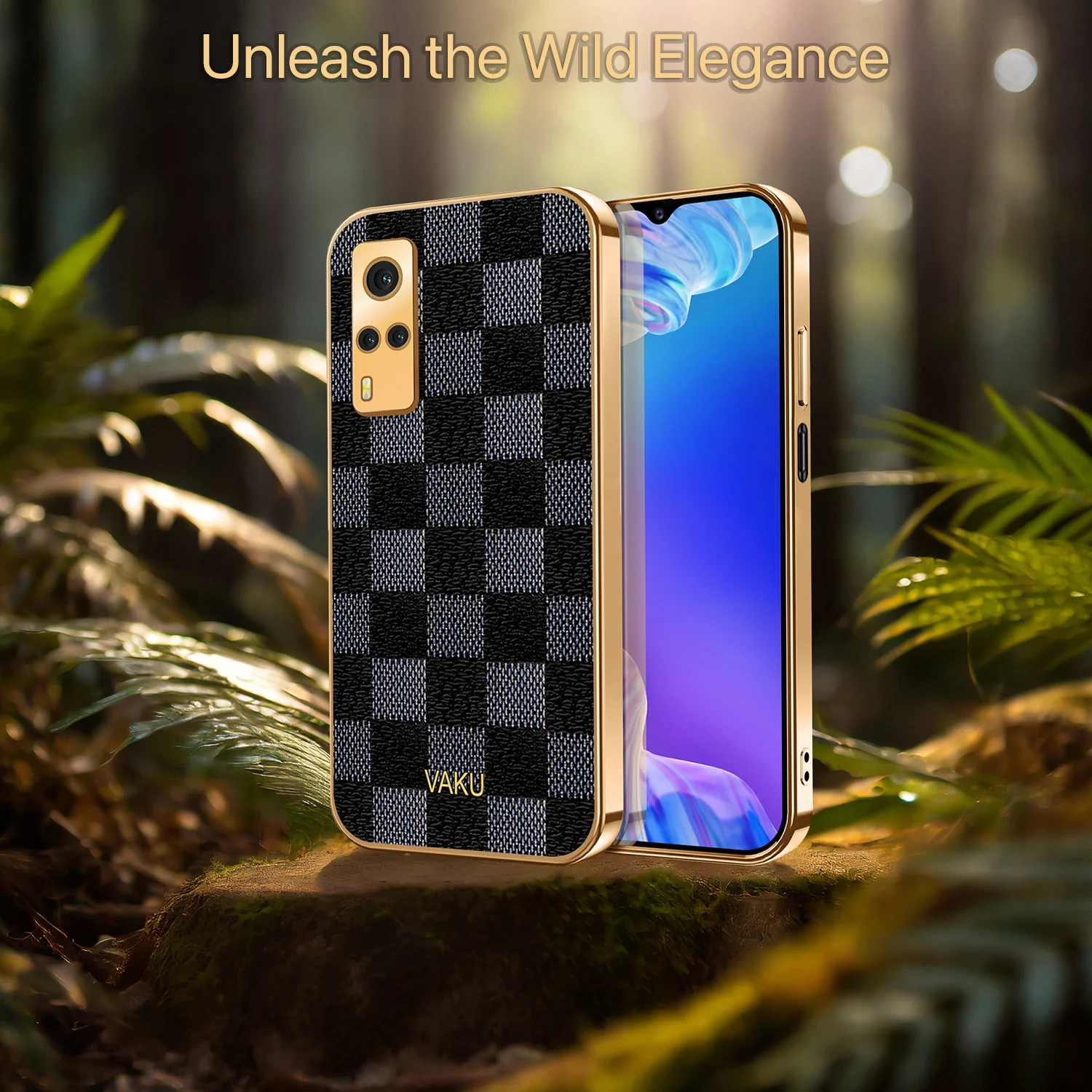 Vaku® Vivo Y53s Cheron Leather Electroplated Soft TPU Back Cover - Image 5