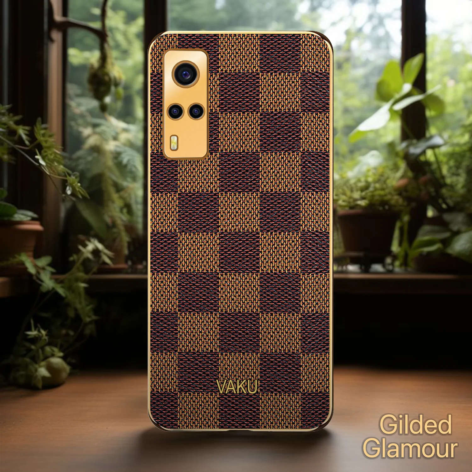Vaku® Vivo Y53s Cheron Leather Electroplated Soft TPU Back Cover - Image 6