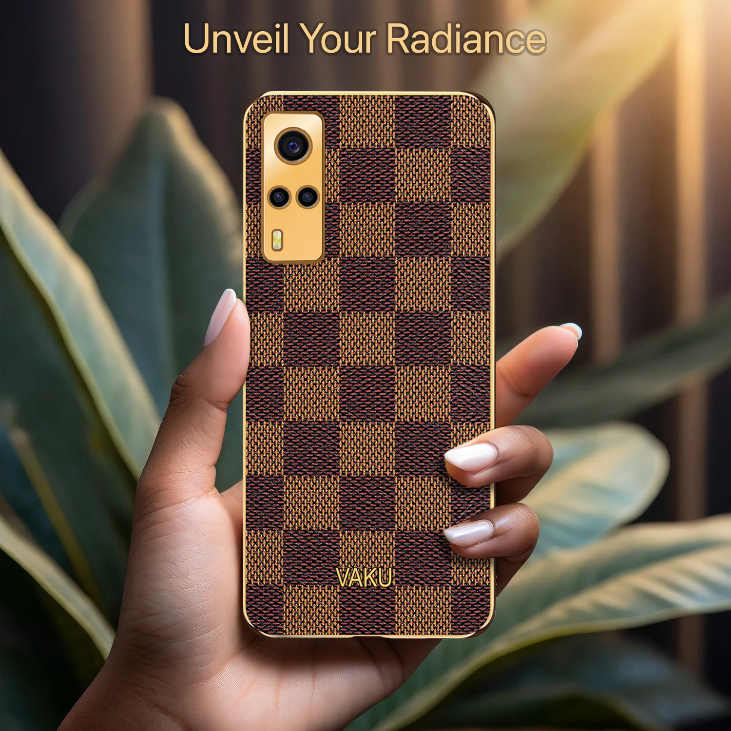 Vaku® Vivo Y53s Cheron Leather Electroplated Soft TPU Back Cover - Image 7