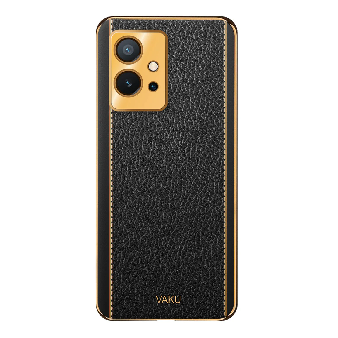 Vaku® Vivo Y55s 5G Luxemberg Leather Pattern Gold Electroplated Soft TPU Back Cover - Image 10