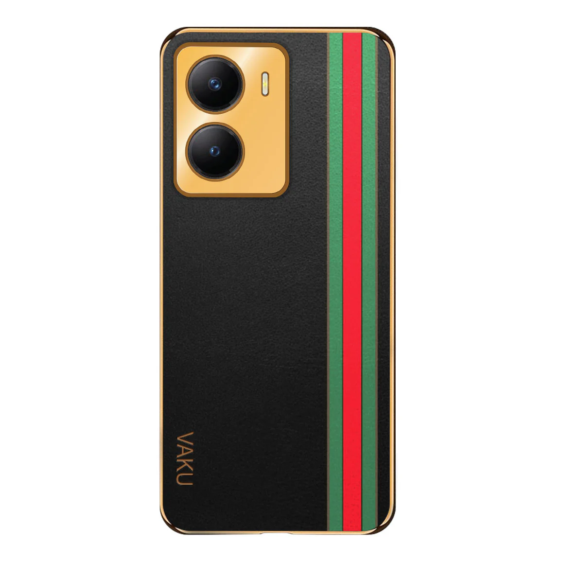 Vaku® Vivo Y56 Felix Line Leather Stitched Gold Electroplated Soft TPU Back Cover Case - Image 8