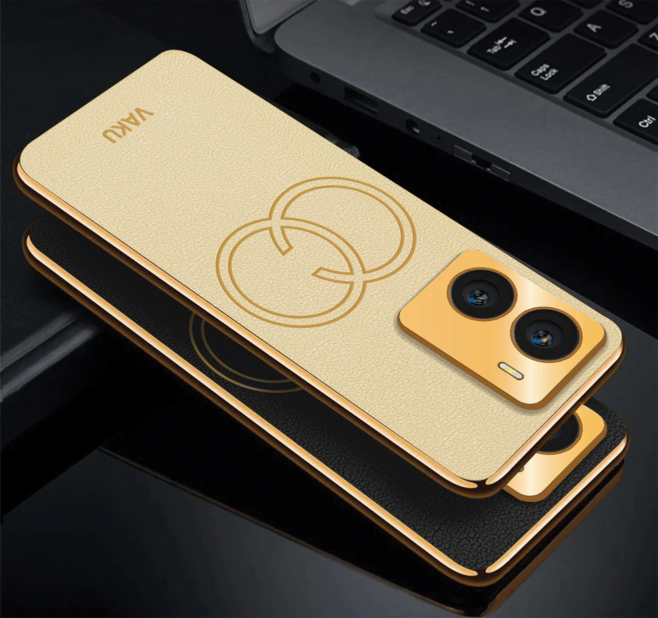 Vaku ® Vivo Y56 Skylar Leather Pattern Gold Electroplated Soft TPU Back Cover - Image 12