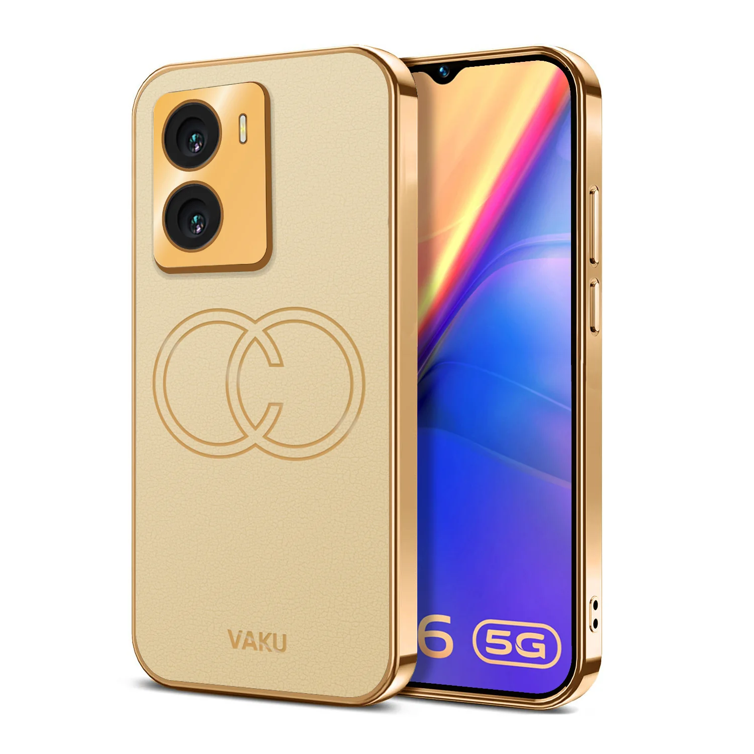 Vaku ® Vivo Y56 Skylar Leather Pattern Gold Electroplated Soft TPU Back Cover - Image 13