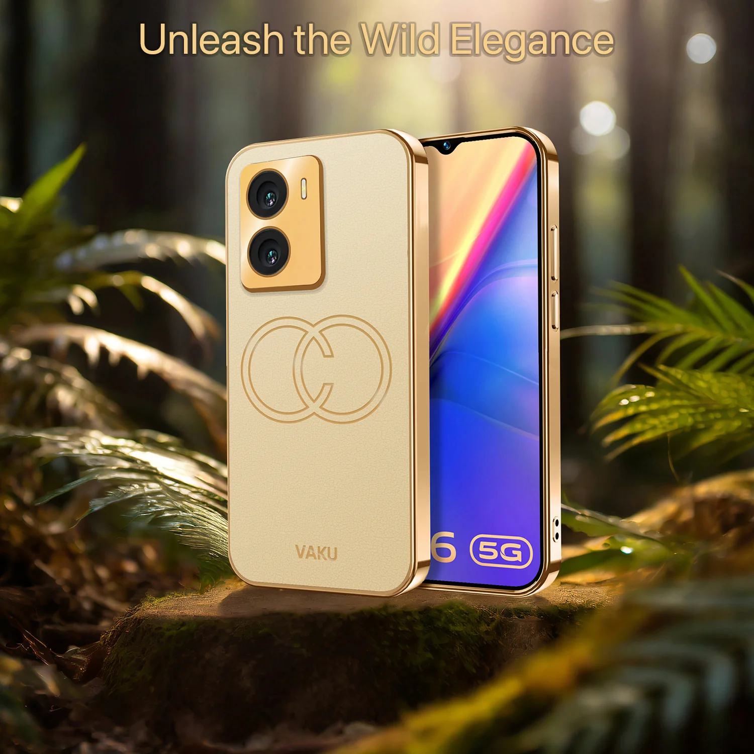 Vaku ® Vivo Y56 Skylar Leather Pattern Gold Electroplated Soft TPU Back Cover - Image 14