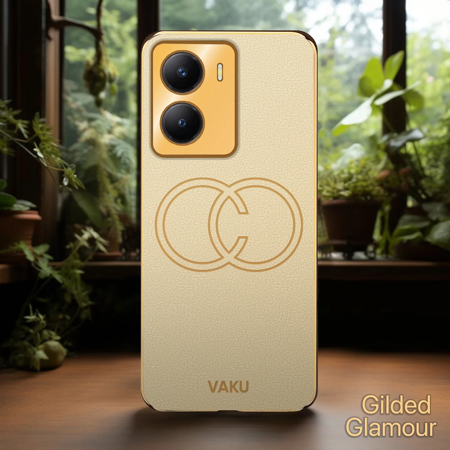 Vaku ® Vivo Y56 Skylar Leather Pattern Gold Electroplated Soft TPU Back Cover - Image 15