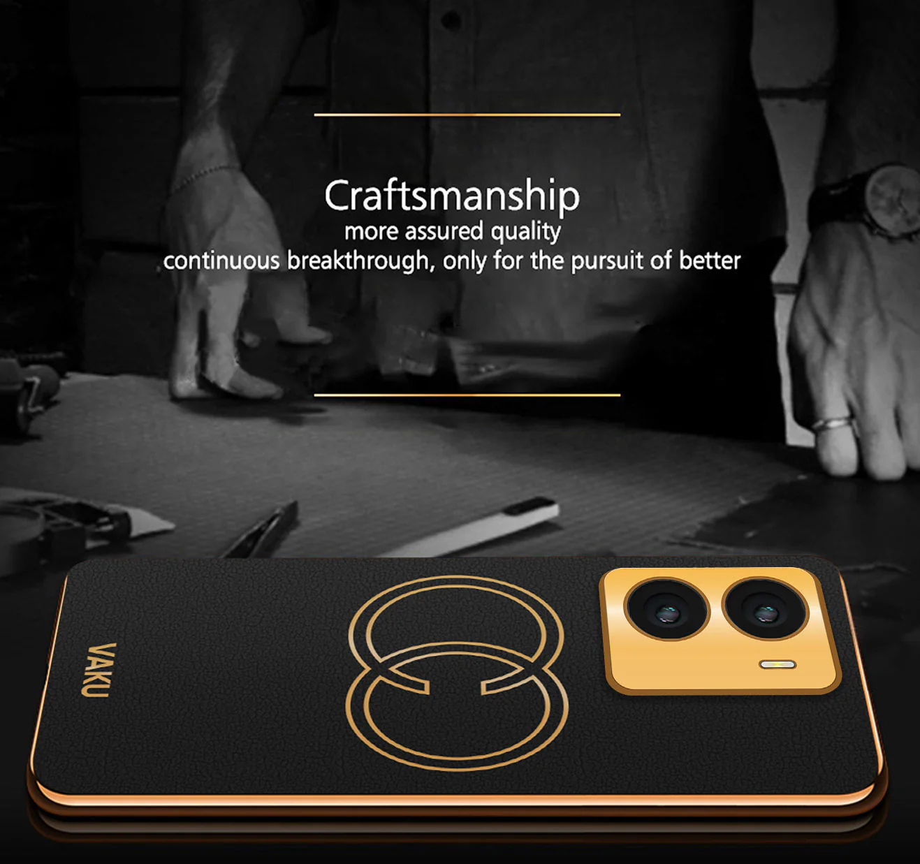 Vaku ® Vivo Y56 Skylar Leather Pattern Gold Electroplated Soft TPU Back Cover - Image 17