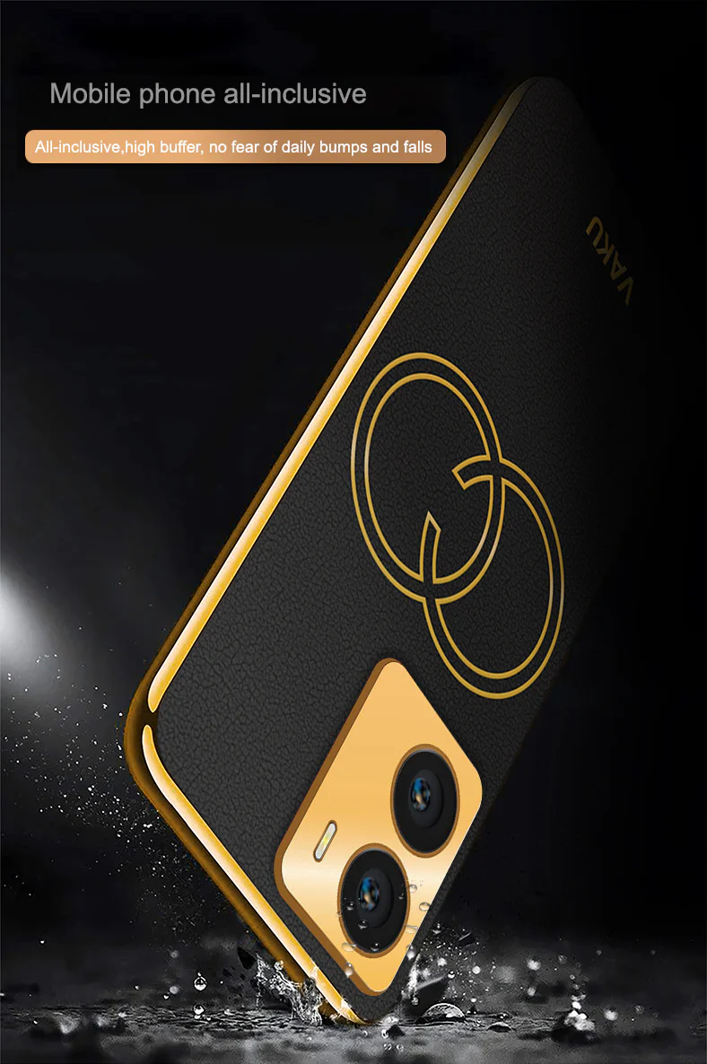 Vaku ® Vivo Y56 Skylar Leather Pattern Gold Electroplated Soft TPU Back Cover - Image 18