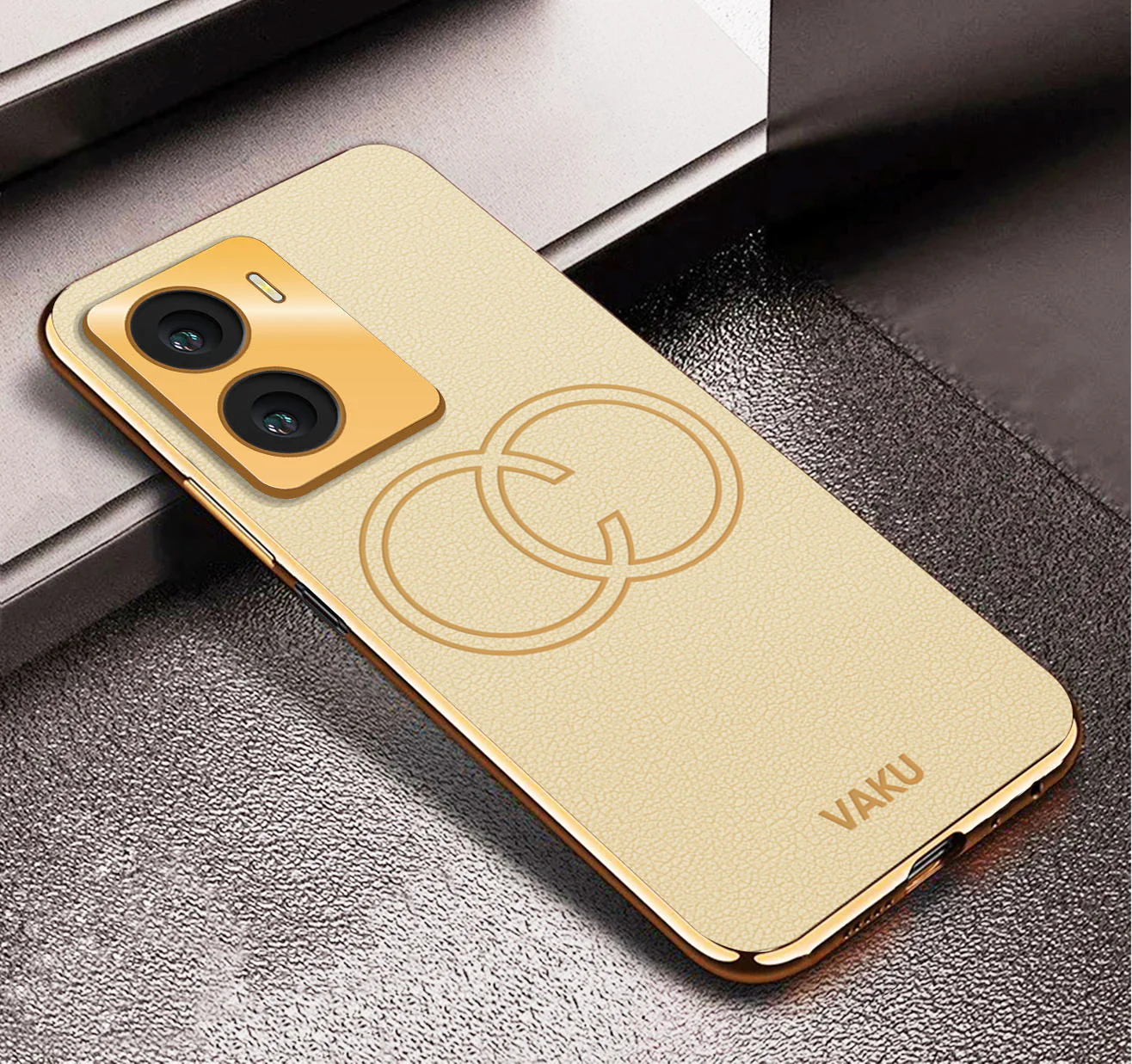 Vaku ® Vivo Y56 Skylar Leather Pattern Gold Electroplated Soft TPU Back Cover - Image 4