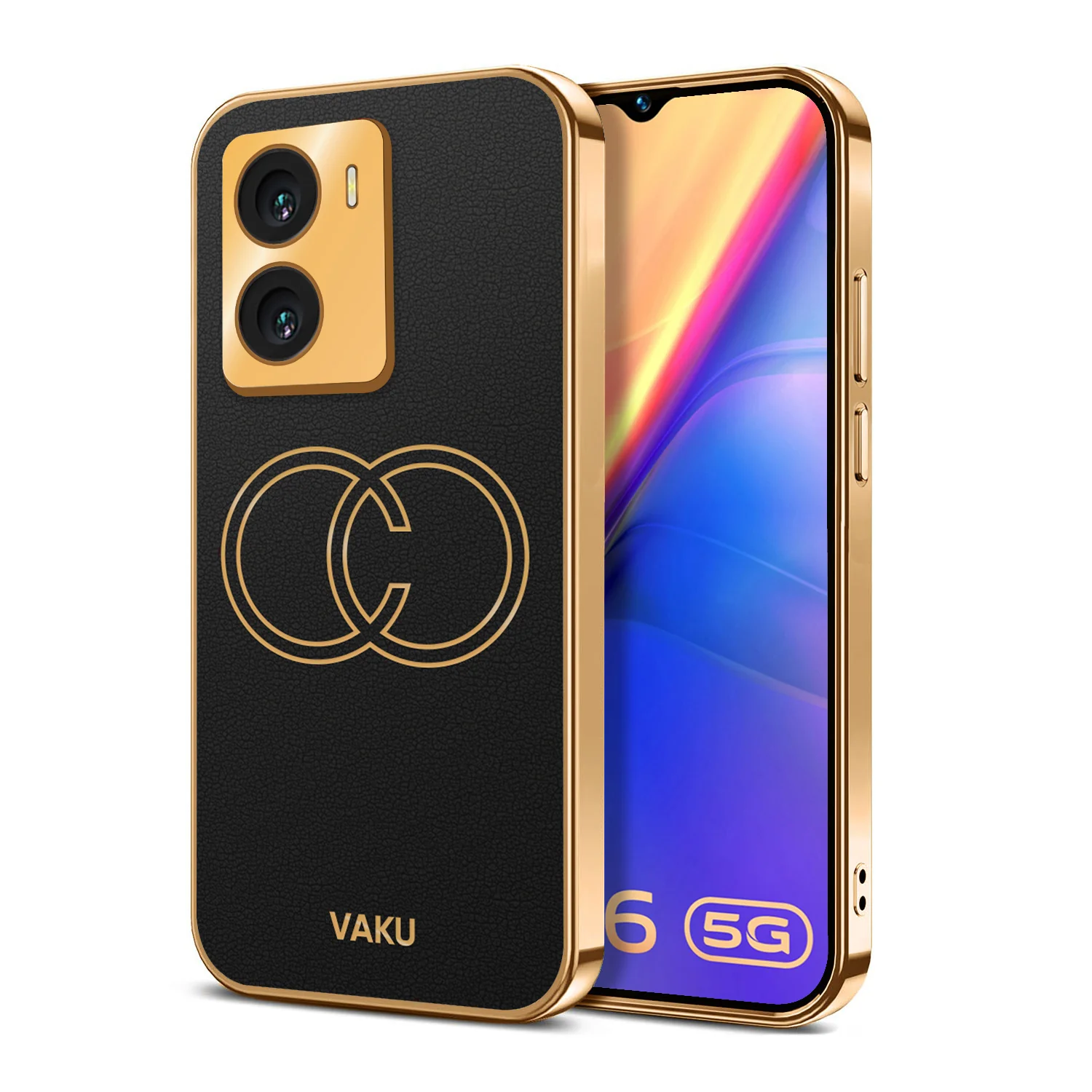 Vaku ® Vivo Y56 Skylar Leather Pattern Gold Electroplated Soft TPU Back Cover - Image 7