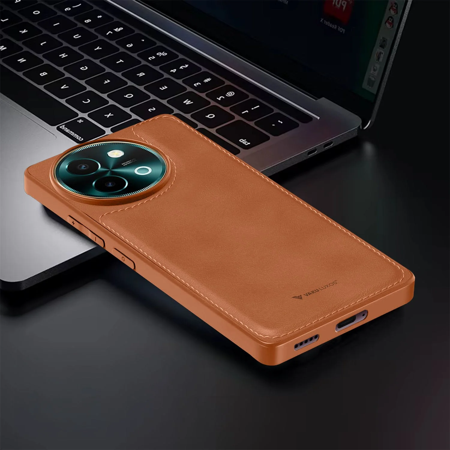 Vaku ® Vivo Y58 5G Luxe Premium Leather Stitched Protective Back Cover - Image 13