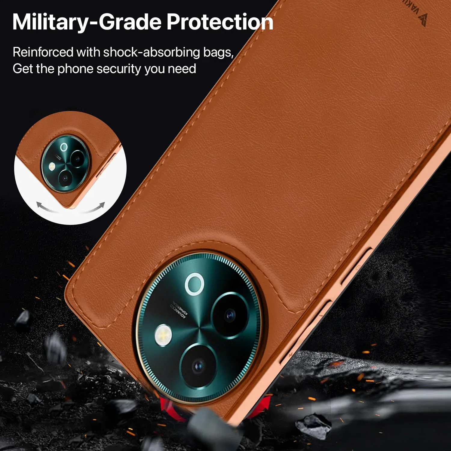 Vaku ® Vivo Y58 5G Luxe Premium Leather Stitched Protective Back Cover - Image 5