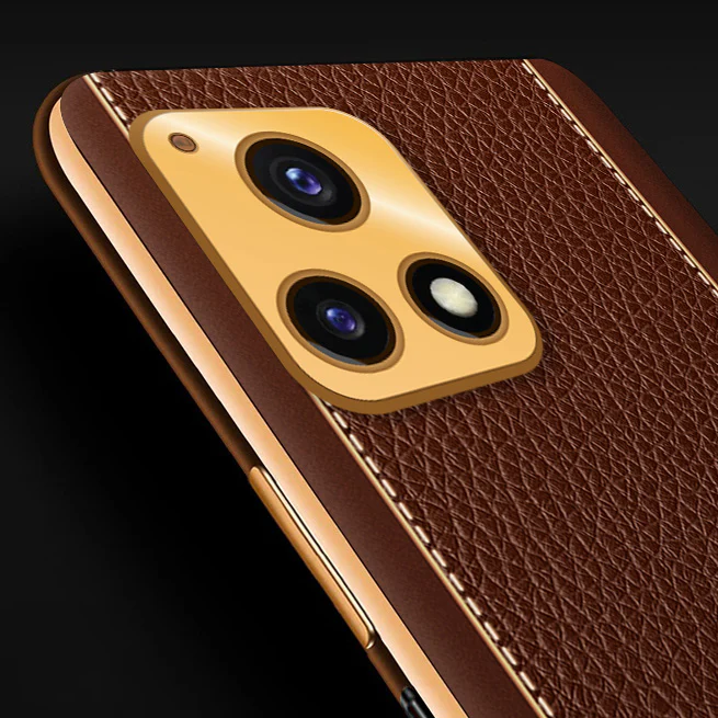 Vaku® Vivo Y72 5G Luxemberg Series Leather Stitched Gold Electroplated Soft TPU Back Cover - Image 2