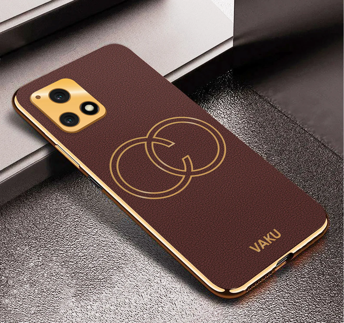 Vaku® Vivo Y72 5G Skylar Leather Pattern Gold Electroplated Soft TPU Back Cover - Image 8