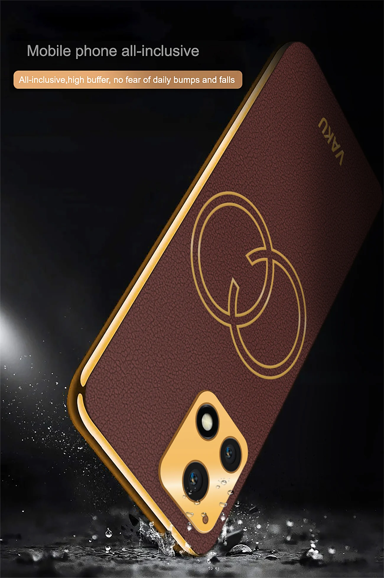 Vaku® Vivo Y72 5G Skylar Leather Pattern Gold Electroplated Soft TPU Back Cover - Image 9